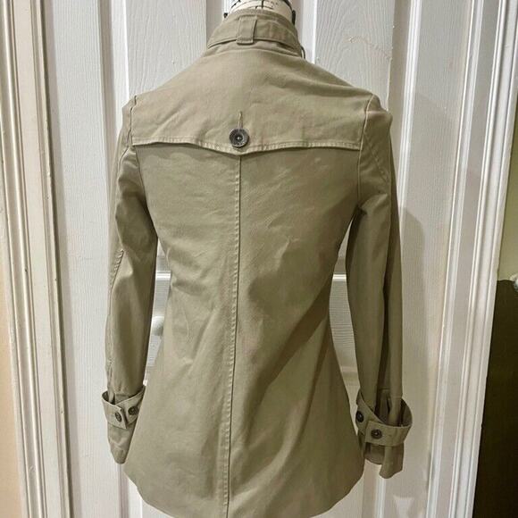 Y2K OAKLEY TRENCH COAT KHAKI SZ XS PEA COAT MILITARY STYLE VERSATILE AESTHETIC - Picture 4 of 16